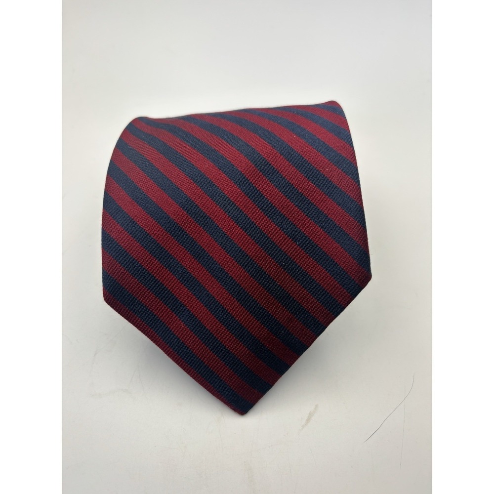 BROOKS BROTHERS Silk Tie Necktie Red/Navy‎ Striped REPP 3.75"W 59"L
